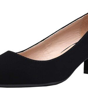 Women’s Low Block Heels Dress Pumps Pointed Toe Slip-On Comfortable Shoes